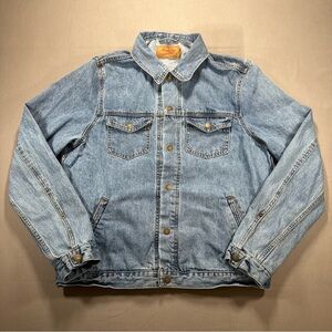 Mango Man Classic Denim Trucker Jacket; Medium Wash - Men XL